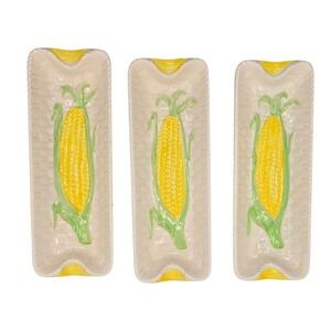 Vintage MCM Shafford Japan Corn on Cob Trays Set of 3 Ceramic Serving Dishes
